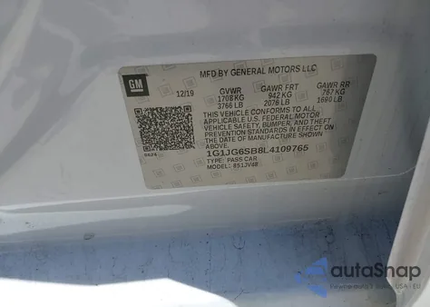 2020 Chevrolet Sonic Fwd 1Fl 5-Door from USA, damaged, VIN 1G1JG6SB8L4109765